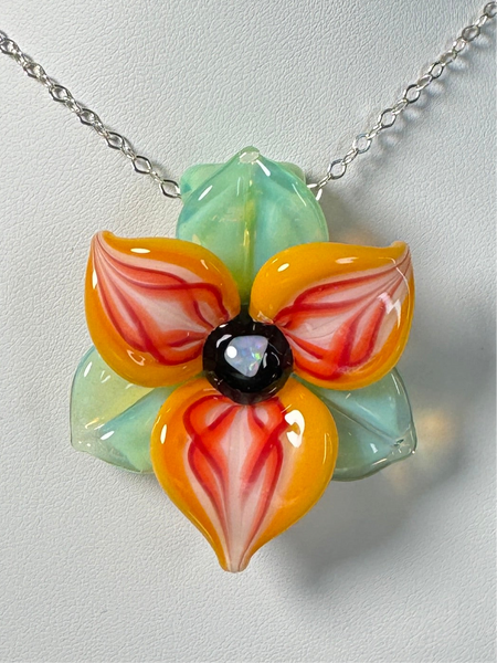 Yellow Trillium Flower Pendant