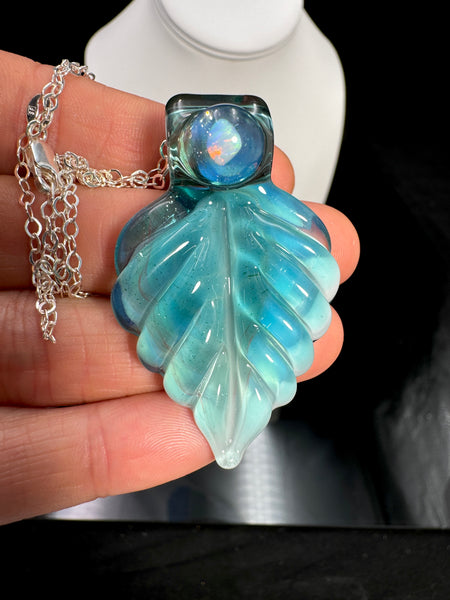 Meta Blue Leaf Pendant