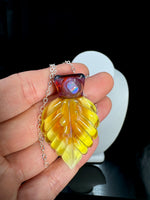 Opal Yellow Leaf Pendant